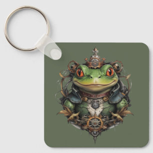 Llavero "Salto mecánico: la rana verde de Steampunk"