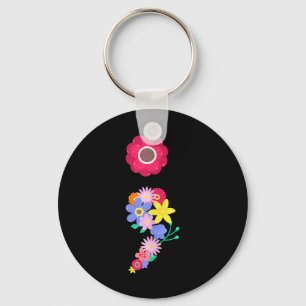 Llavero Salud Mental De Las Flores De Semicolón Evitar La