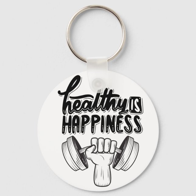 Llavero saludable es felicidad diseño de motivación de gim (Anverso)