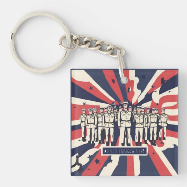 Llavero "Saludo al servicio: Feliz Día de las Fuerzas Arma (Frente)