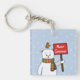 Llavero Saludo de Navidad del Oso Polar y el Petirrojo