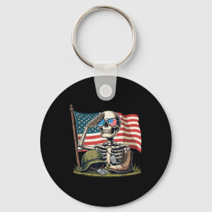 Llavero Saludo Skeleton American Flag Memorial Day 4º