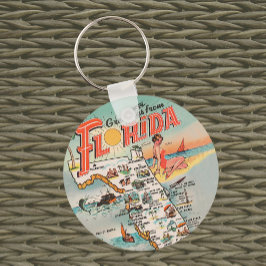 Llavero Saludos de mapas turísticos de la Antigua Florida