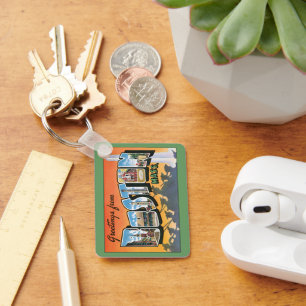 Llavero Saludos de viaje vintage de Boston Massachusetts