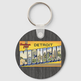 Llavero Saludos desde Detroit Michigan, Vintage