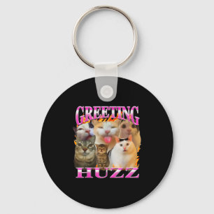 Llavero Saludos Huzz divertido meme de gato gráfico de hom