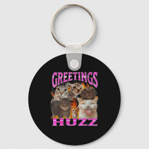 Llavero Saludos Huzz divertido meme de gato gráfico de hom