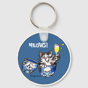 Llavero Saludos Toasting Kitty Cat Personalizado Cute Keyc