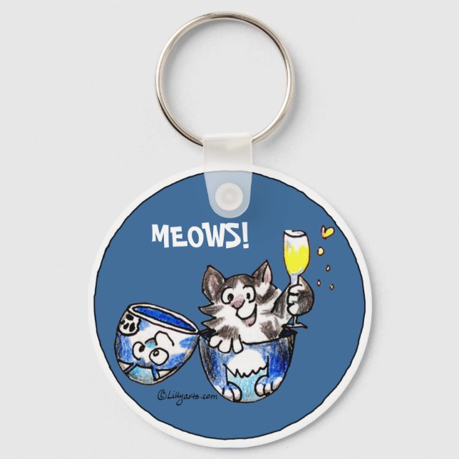 Llavero Saludos Toasting Kitty Cat Personalizado Cute Keyc (Anverso)