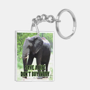 Llavero Salva la vida de un elefante, no compre marfil