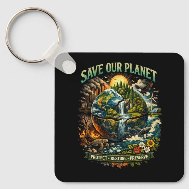 Llavero Salva Nuestro Planeta (Anverso)