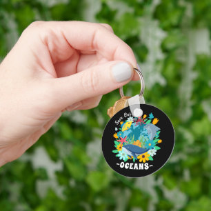 Llavero Salva nuestros océanos Flor Ballena Diseño Colorid