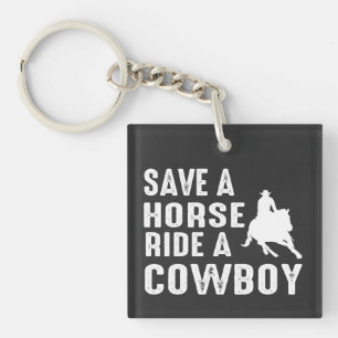 Llavero Salva un Caballo Monta un Vaquero - Rodeo Occident