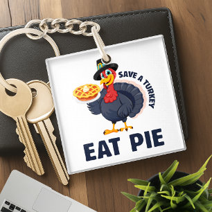 Llavero Salva un pavo, come pastel Divertido Día de Acción