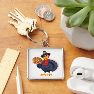 Llavero Salva un pavo, come pizza divertida Feliz Día de A