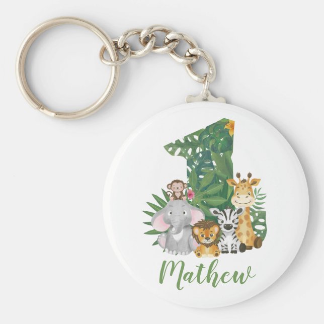 Llavero Salvaje un bebé primer cumpleaños Safari de la jun (Frente)