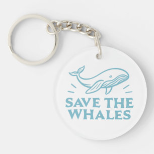 Llavero Salvar a las ballenas linda estética retro