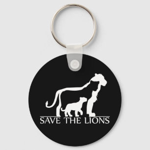 Llavero Salvar a los leones (blanco)