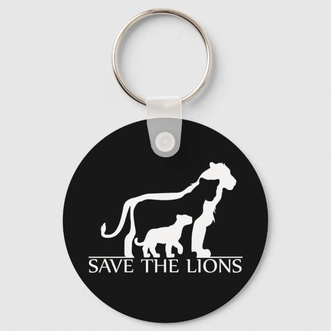 Llavero Salvar a los leones (blanco) (Anverso)