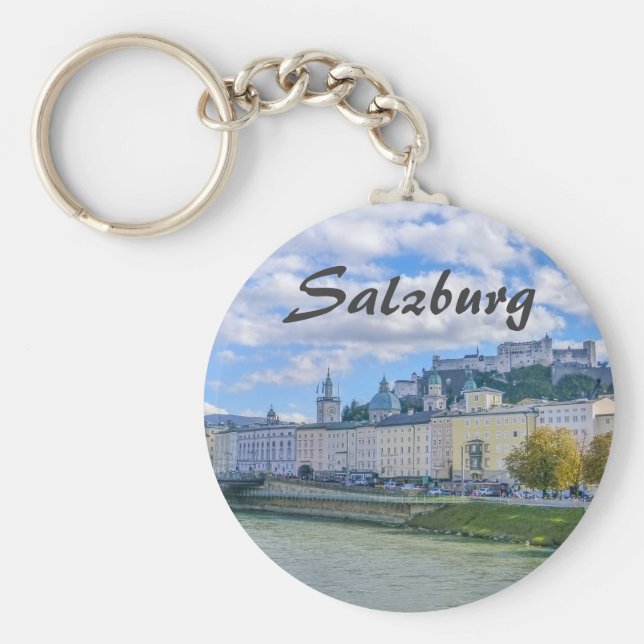 Llavero Salzburgo en Austria con su recuerdo del castillo (Frente)