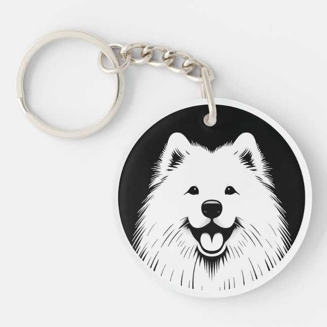 Llavero Samoyed Personalizado Pop Art Super Lindo (Frente)