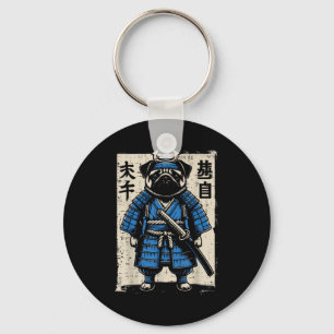 Llavero Samurái Pug Divertido Arte Guerrera Japonesa Hombr