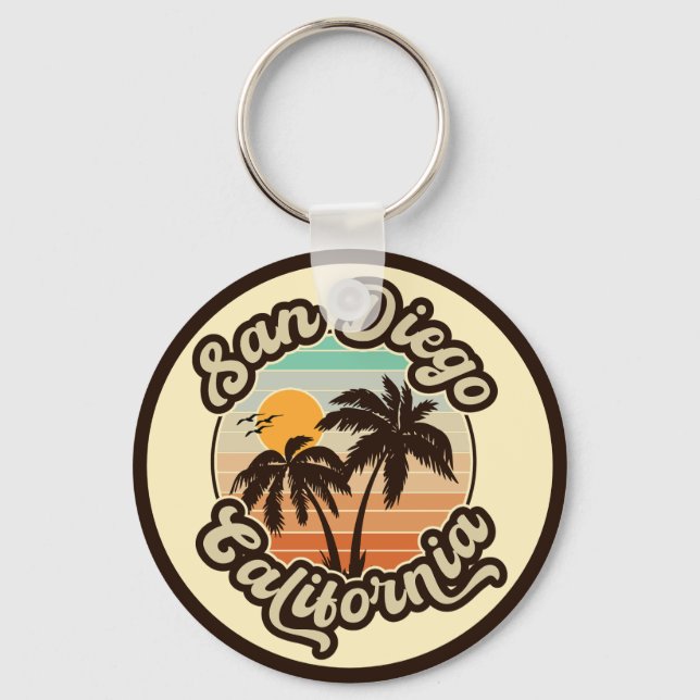 Llavero San Diego California Sunset Palm Trees Souvenirs (Anverso)