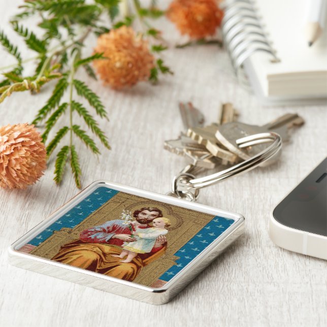 Llavero San José con el niño pequeño Cristo (Lado)