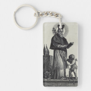 Llavero San Patricio Apóstol de Irlanda Arte Monocromo