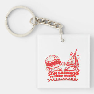 Llavero San Salvario Fassona Burger - Dibujo animado retro