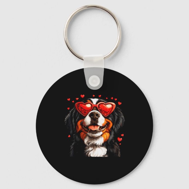 Llavero San Valentín para amantes de perros Berneses de mo (Anverso)