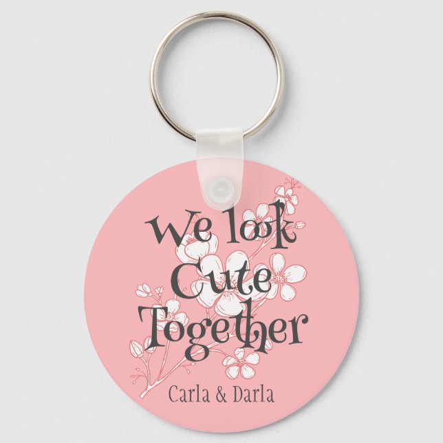 Llavero San Valentín rosa simple y elegante, dulce para am (Anverso)