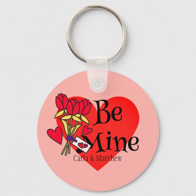 Llavero San Valentín rosa simple y elegante, dulce para el (Anverso)