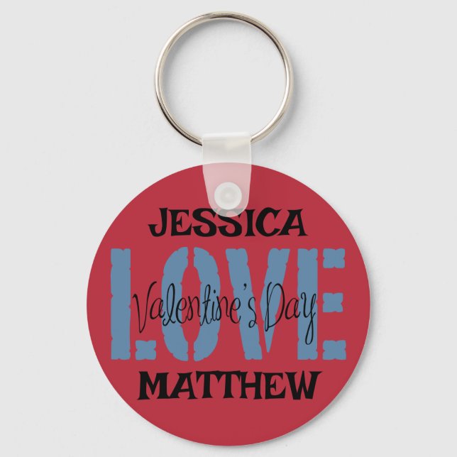 Llavero San Valentín rosa simple y elegante, dulce para pa (Anverso)