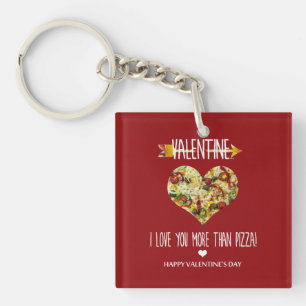 Llavero San Valentín, te amo más que a la pizza