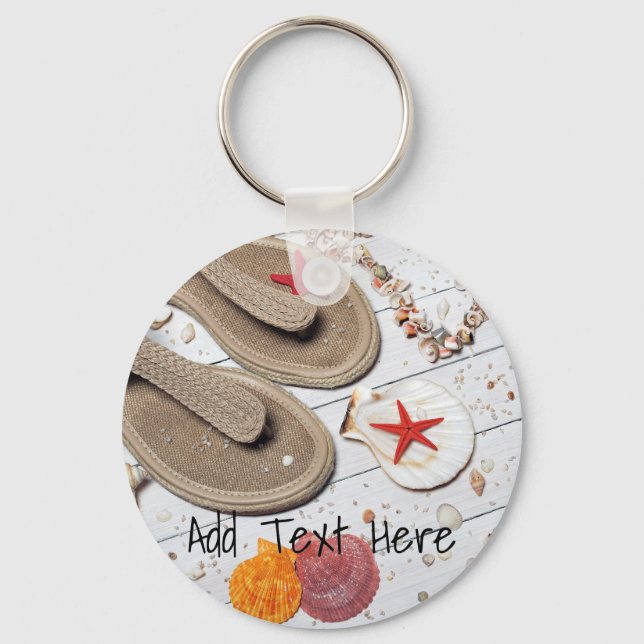 Llavero Sandalias, Seashells y Starfish en la playa (Anverso)