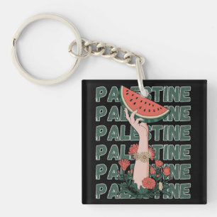 Llavero sandía, flores y texto palestino Repetir