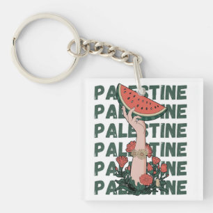 Llavero sandía, flores y texto palestino Repetir