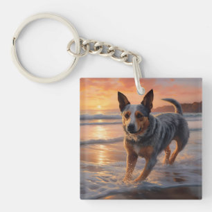 Llavero Sandy Paws Perro Ganadero Australiano en Puesta de