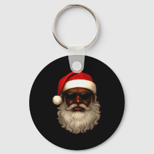 Llavero Santa afroamericano pijama de Navidad genial negro