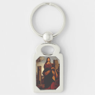 Llavero Santa Bárbara Icono Sagrado Arte Gráfico
