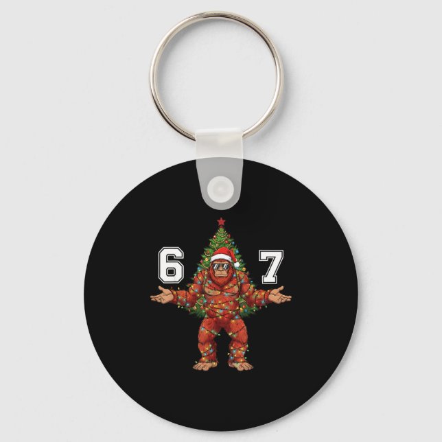Llavero Santa Bigfoot 67 Christmas Tree Xmas Lights Funny  (Anverso)
