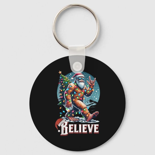 Llavero Santa Bigfoot Christmas Lights Funny Sasquatch Bel (Anverso)