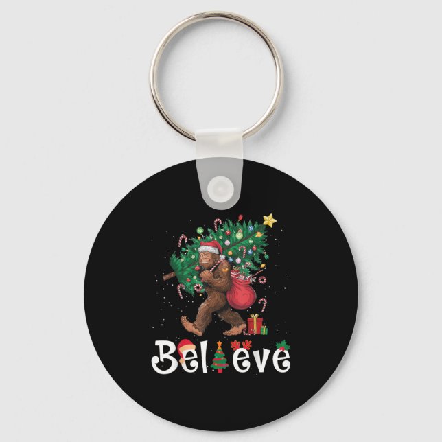 Llavero Santa Bigfoot Christmas Tree Lights Sasquatch Beli (Anverso)