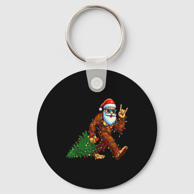 Llavero Santa Bigfoot Christmas Tree Xmas Funny Christmas  (Anverso)