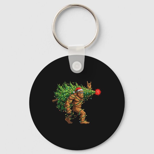 Llavero Santa Bigfoot Christmas Tree Xmas Lights Funny Sas (Anverso)
