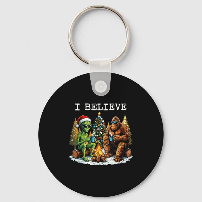 Llavero Santa Bigfoot Y Alien Ufo Paranormal Críptido Chr (Anverso)