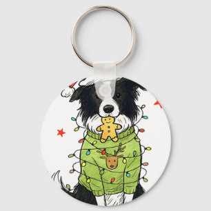 Llavero Santa Border Collie Navidad Border Collie Perro Mo