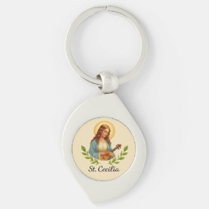 Llavero Santa Cecilia Católica Santa con Halo y Verde