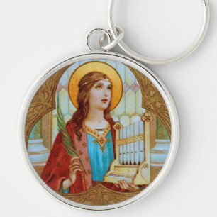 Llavero Santa Cecilia de Roma (BK 003) Metal Redondo